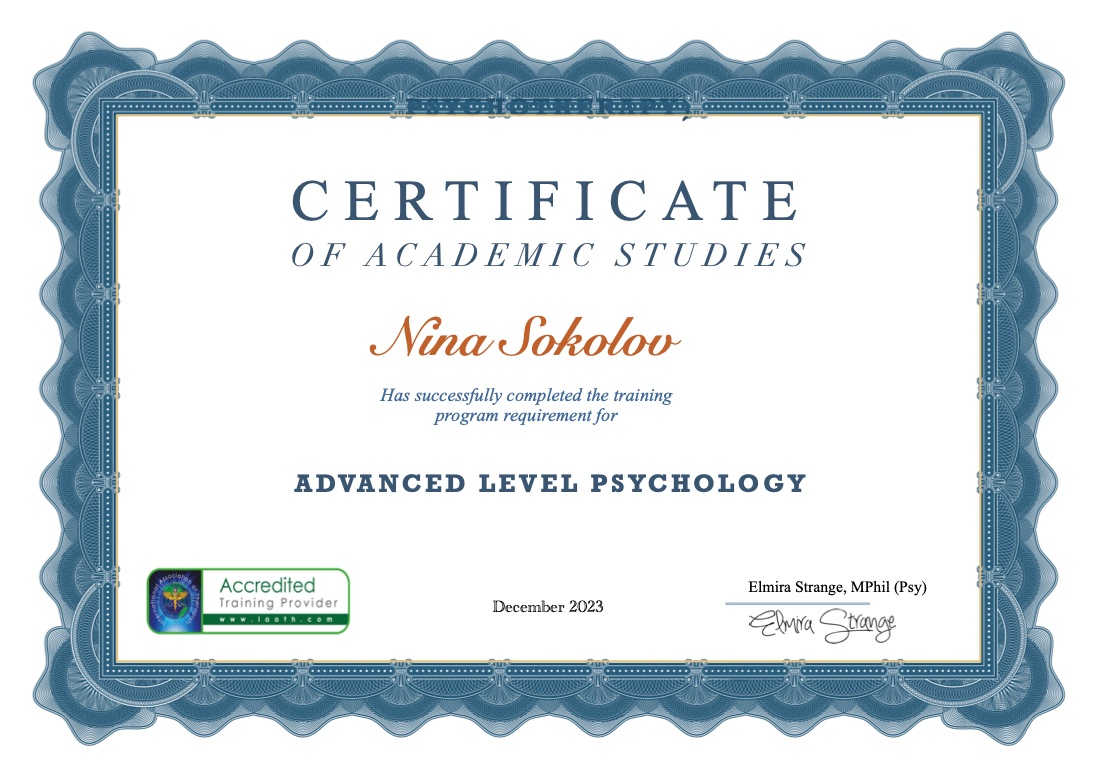 Advanced Level Psychology certificate