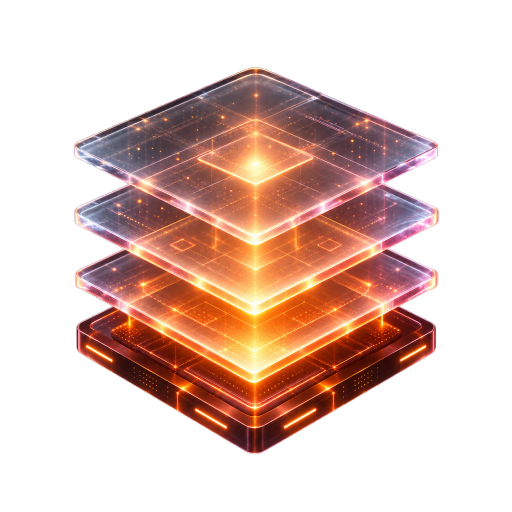 Layered glass panels representing a structured project plan